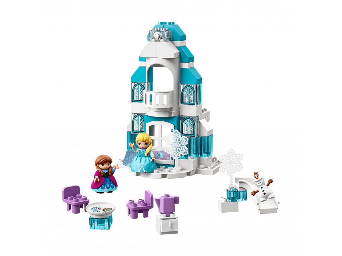 Inspirowany disneyowskim hitem lego duplo zamek z krainy lodu.